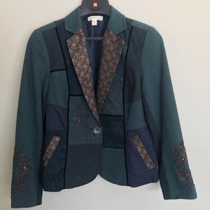 Coldwater Creek size 8 green blazer w/ beading